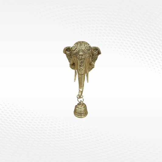 Elephant head wall hanging with bell – Kerala home decor, The Bronze Store Kochi